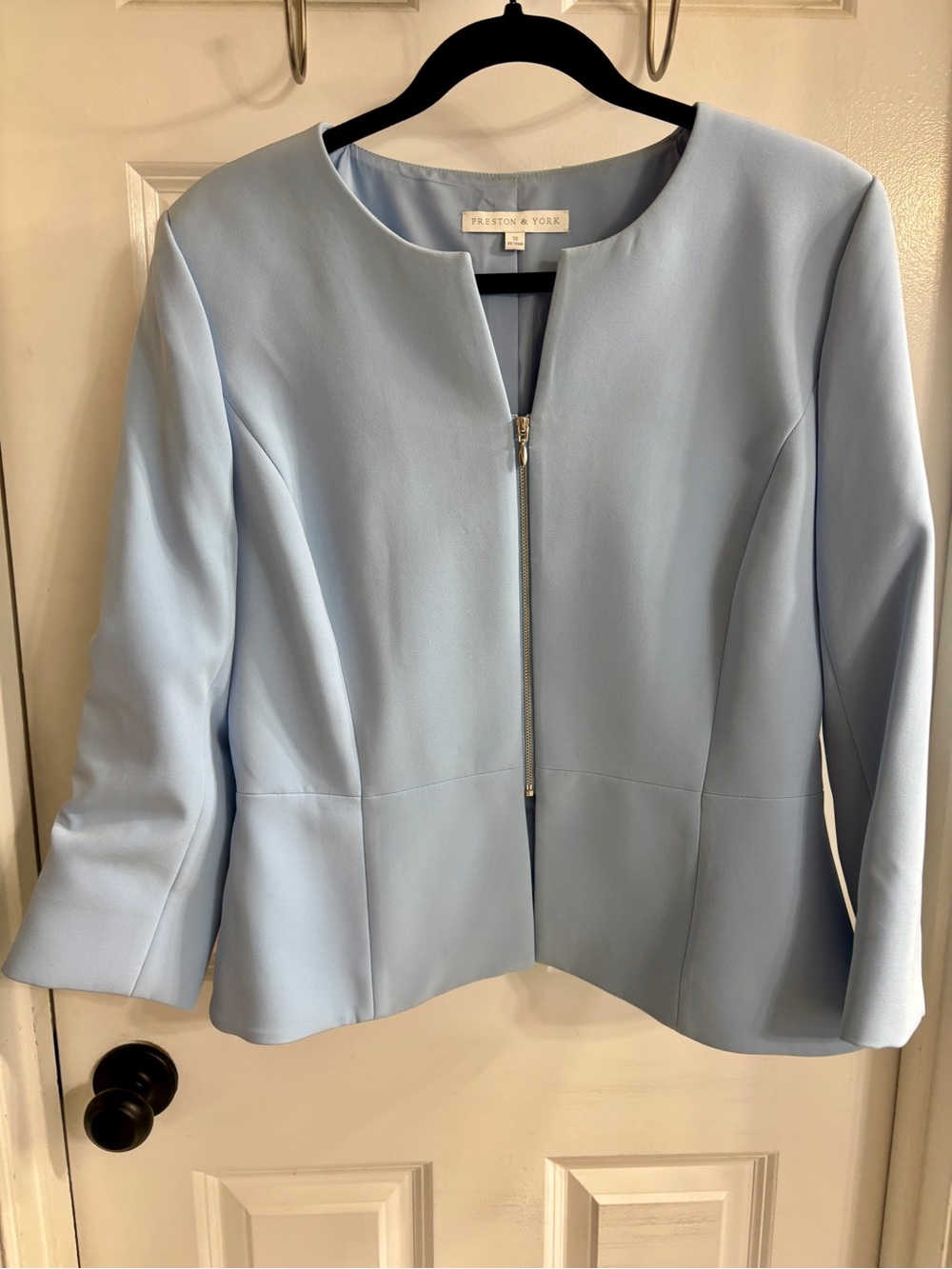 Preston & York Pale Blue Zip-Front Blazer
